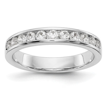14K White Gold 11-Stone Real Diamond Channel Band