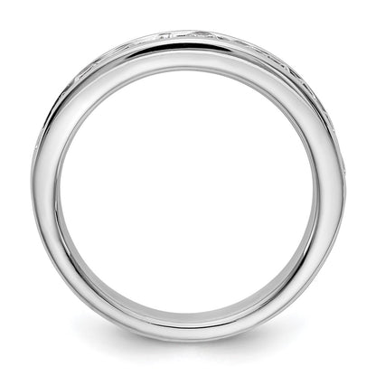14K White Gold 11 Stone 3/4 Carat Round Diamond Complete Channel Band
