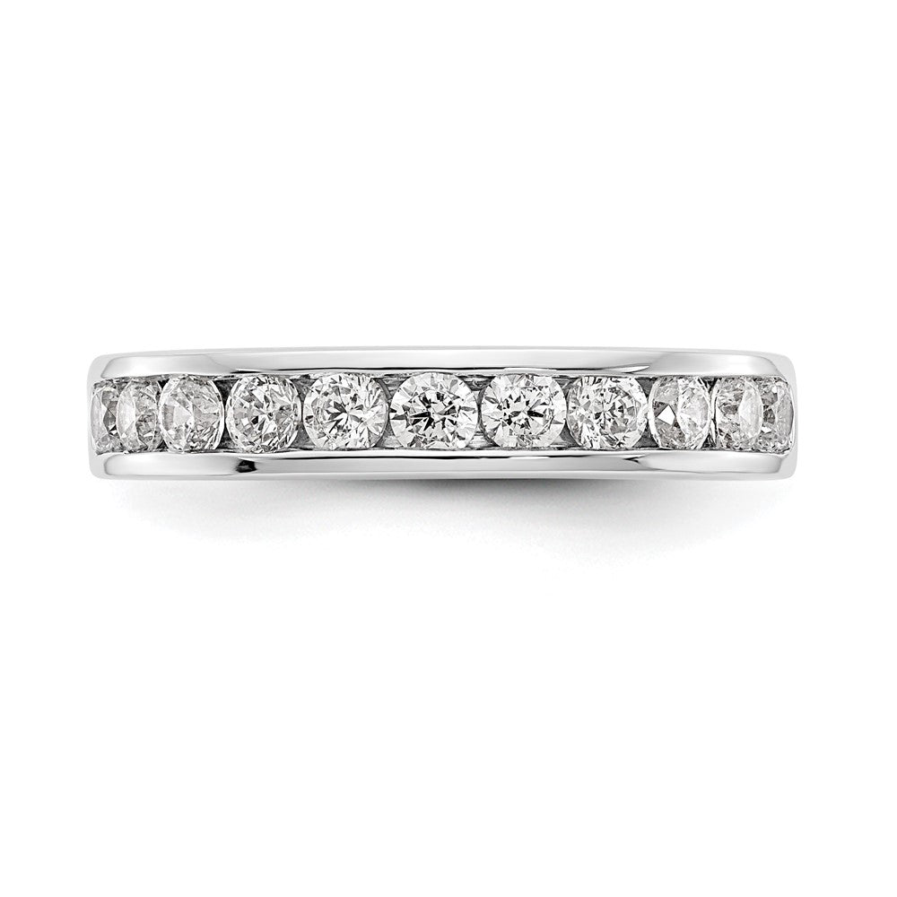 14K White Gold 11-Stone Real Diamond Channel Band