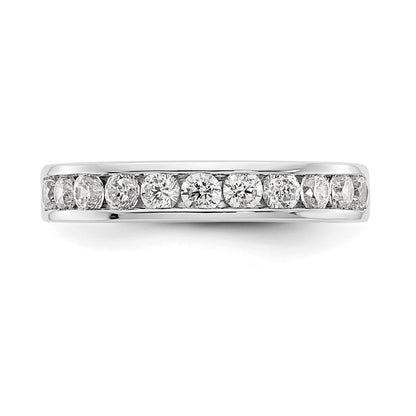 14K White Gold 11-Stone Real Diamond Channel Band