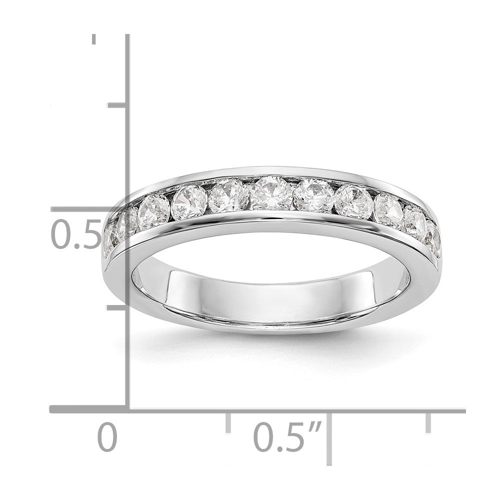 14K White Gold 11-Stone Real Diamond Channel Band