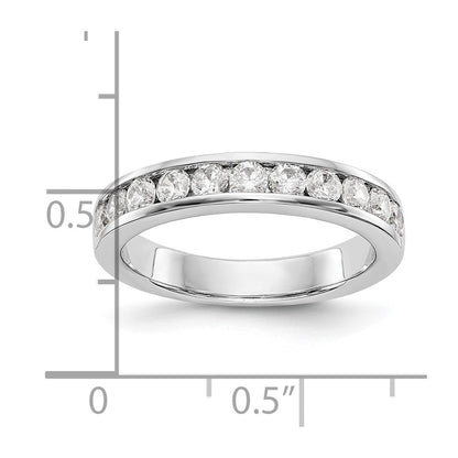 14K White Gold 11-Stone Real Diamond Channel Band