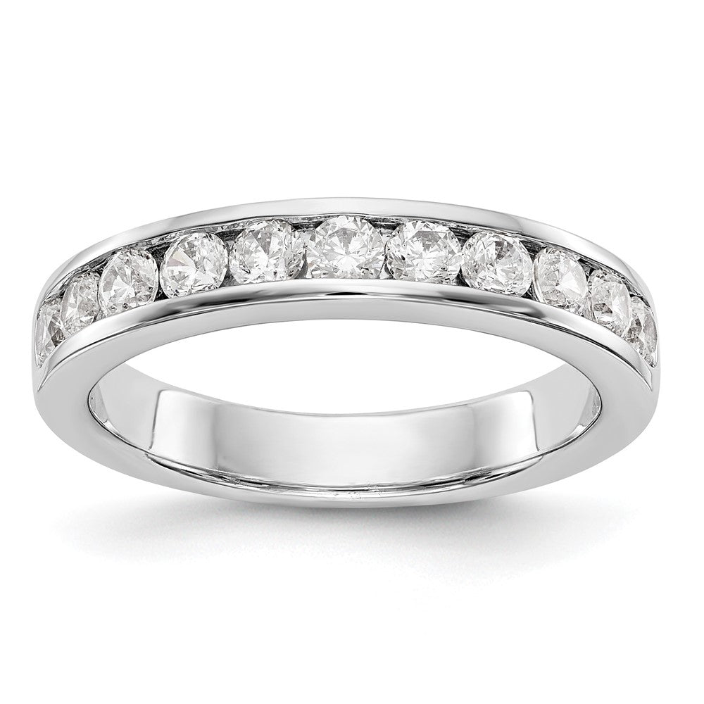 14K White Gold 11-Stone Real Diamond Channel Band