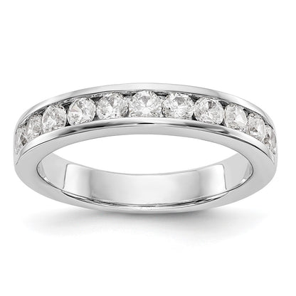 14K White Gold 11-Stone Real Diamond Channel Band