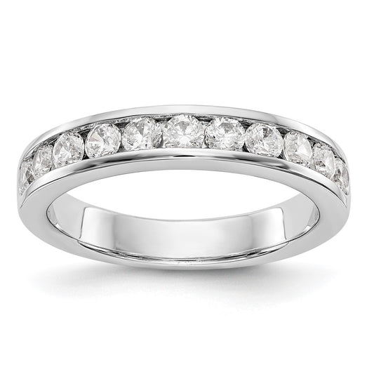 14K White Gold 11-Stone Real Diamond Channel Band