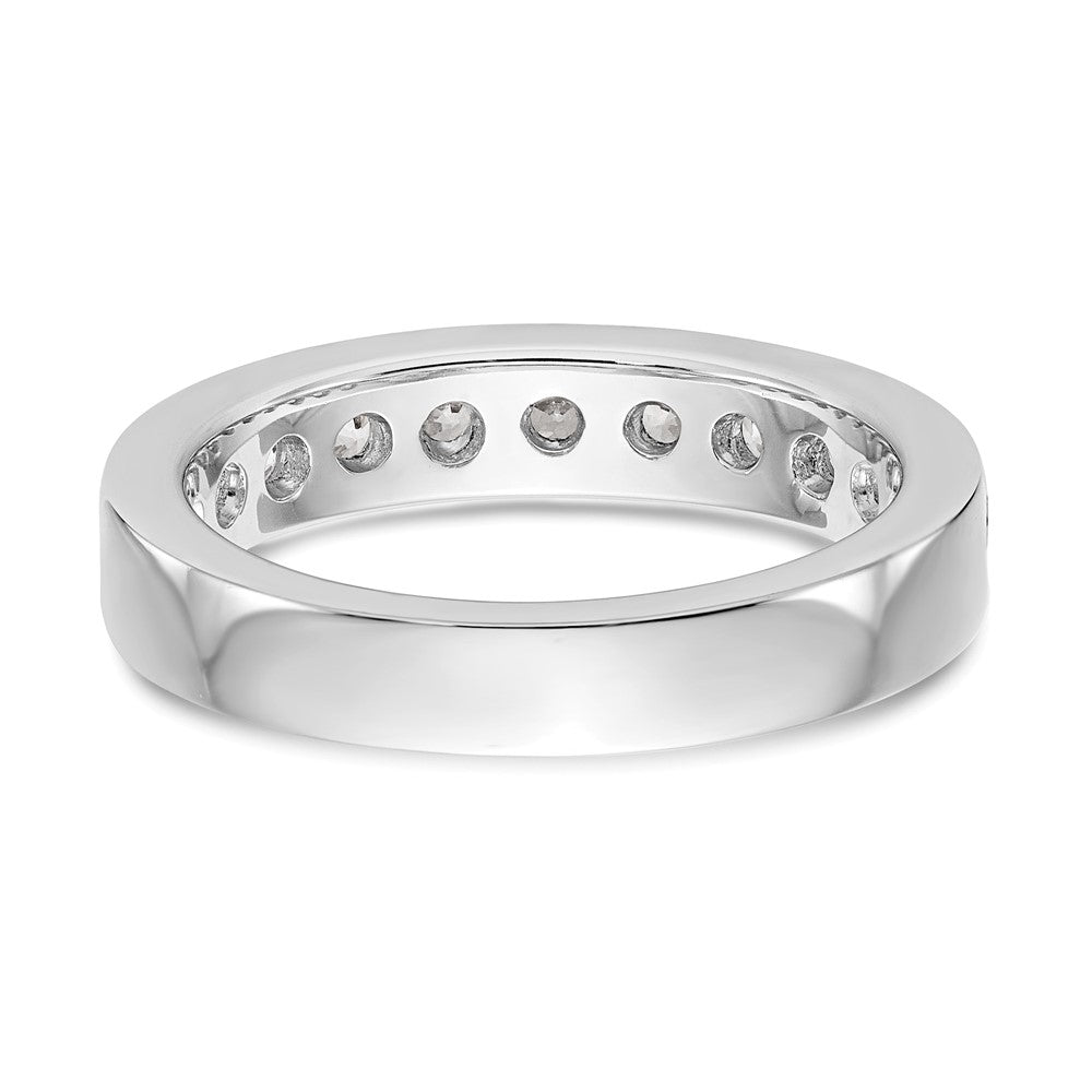 14K White Gold 11-Stone Real Diamond Channel Band