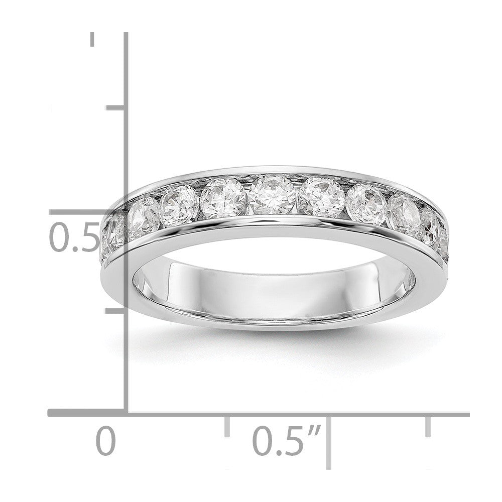 14K White Gold 11-Stone Real Diamond Channel Band