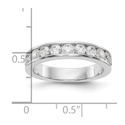 14K White Gold 11-Stone Real Diamond Channel Band