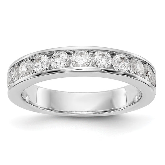 14K White Gold 11-Stone Real Diamond Channel Band