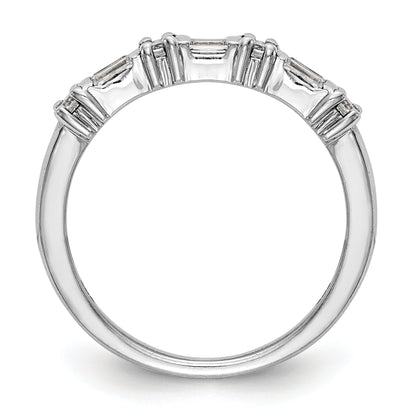 14K White Gold 3/8 Carat Baguette/Round Diamond Complete Wedding Band