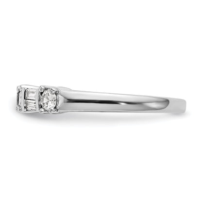 14K White Gold 3/8 Carat Baguette/Round Diamond Complete Wedding Band