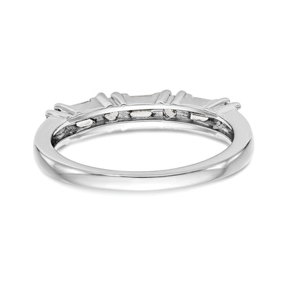 14K White Gold 3/8 Carat Baguette/Round Diamond Complete Wedding Band