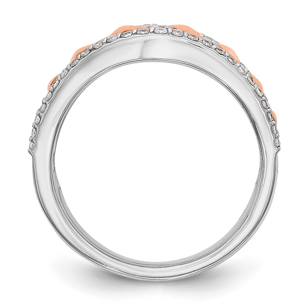 0.75ct. CZ Solid Real 14K White & Rose Wedding Band Ring