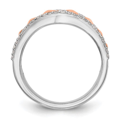 0.75ct. CZ Solid Real 14K White & Rose Wedding Band Ring