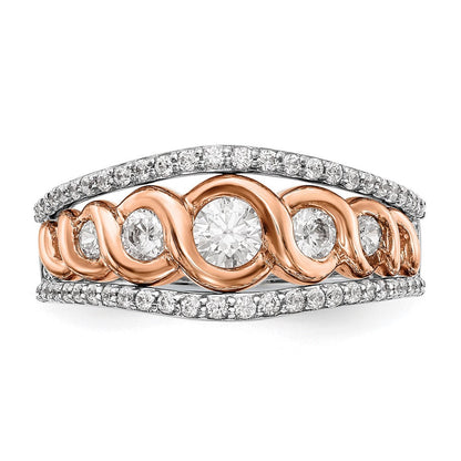 0.75ct. CZ Solid Real 14K White & Rose Wedding Band Ring