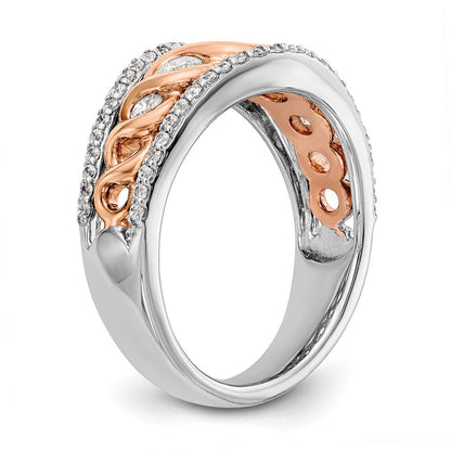 0.75ct. CZ Solid Real 14K White & Rose Wedding Band Ring
