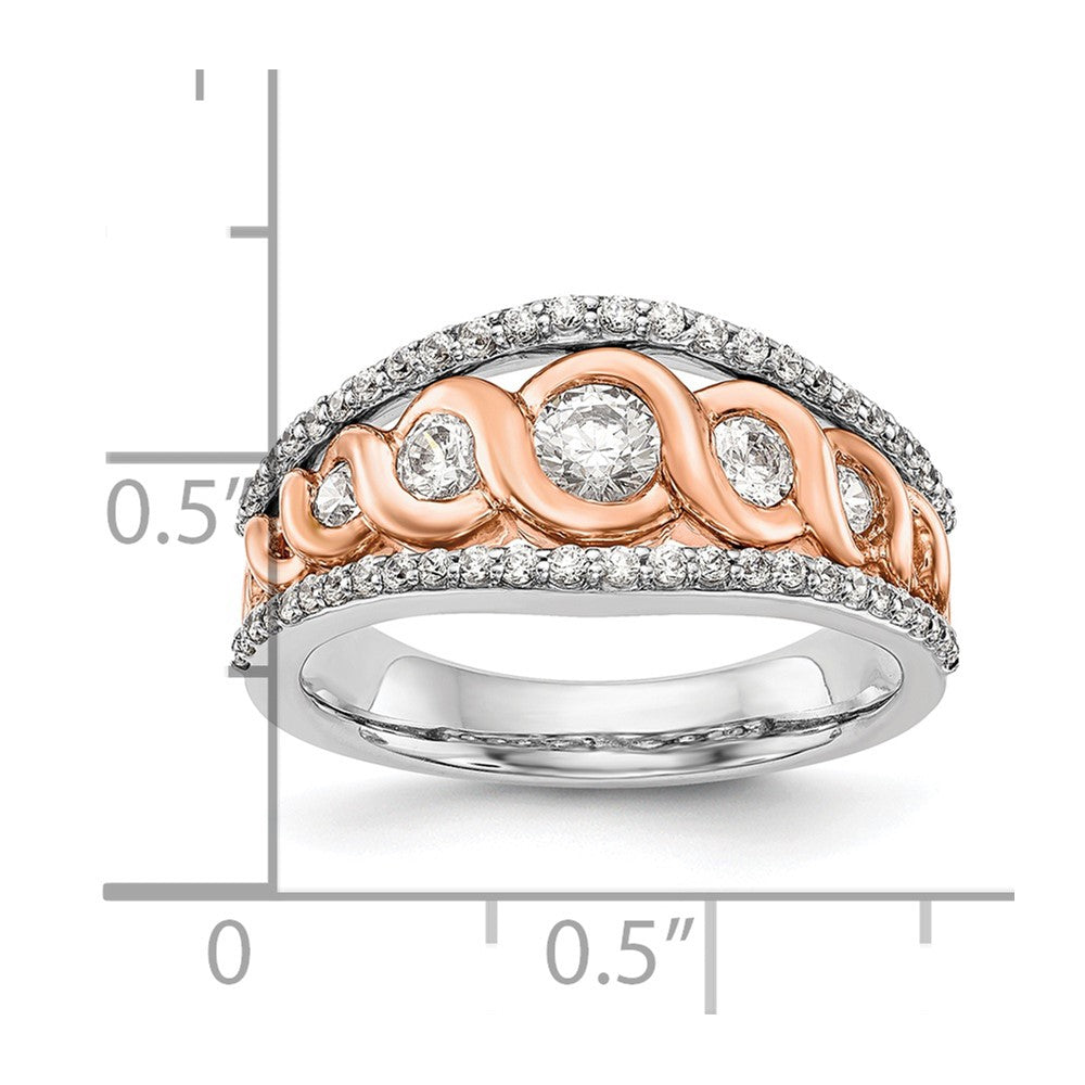 0.75ct. CZ Solid Real 14K White & Rose Wedding Band Ring