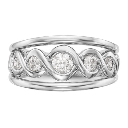 0.55ct. CZ Solid Real 14K White Gold Wedding Band Ring