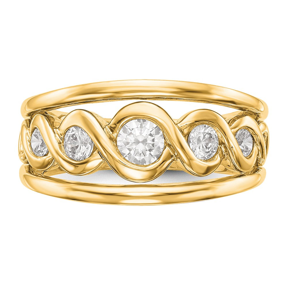 0.55ct. CZ Solid Real 14K Yellow Gold Wedding Band Ring