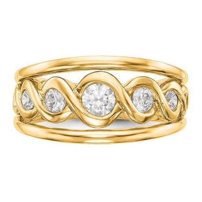 0.55ct. CZ Solid Real 14K Yellow Gold Wedding Band Ring