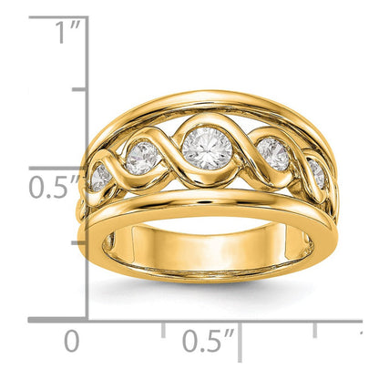 0.55ct. CZ Solid Real 14K Yellow Gold Wedding Band Ring