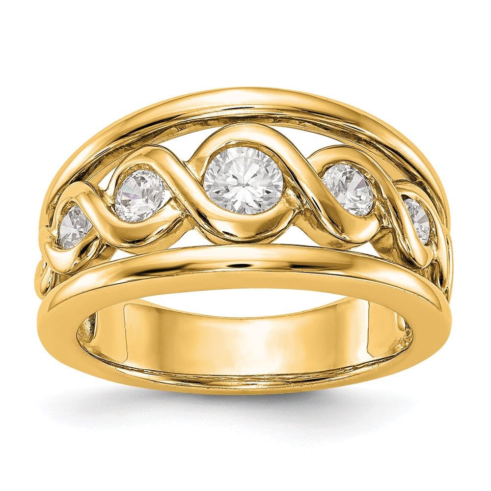 0.55ct. CZ Solid Real 14K Yellow Gold Wedding Band Ring