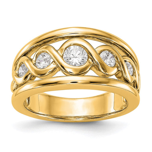 0.55ct. CZ Solid Real 14K Yellow Gold Wedding Band Ring