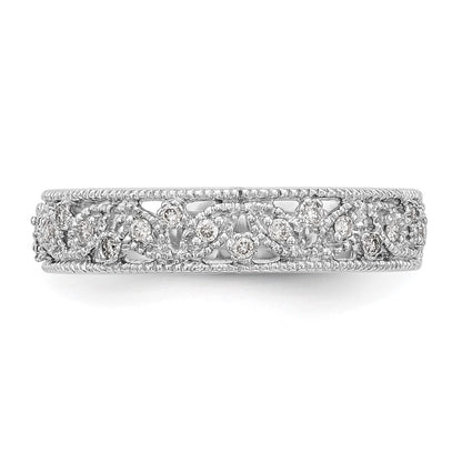 0.13ct. CZ Solid Real 14K White Gold Wedding Band Ring