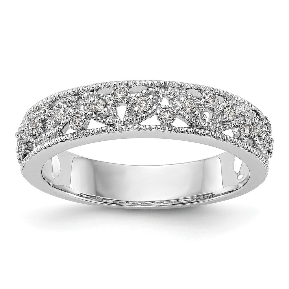 0.13ct. CZ Solid Real 14K White Gold Wedding Band Ring
