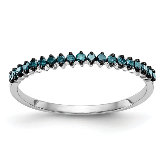 10K White Gold Blue Diamond Band