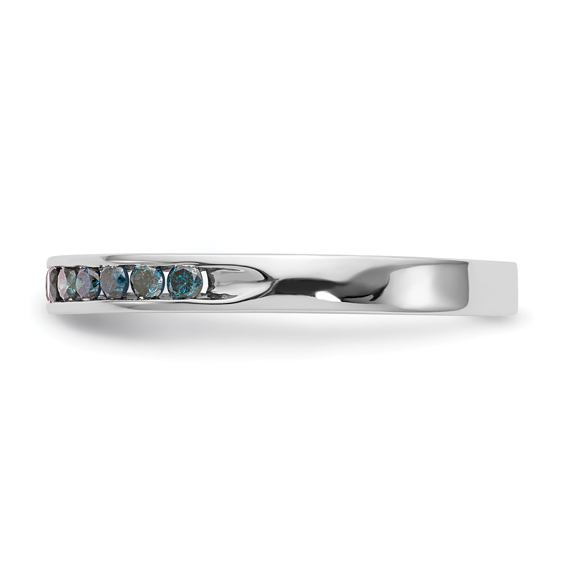 14K White Gold 1/4 Carat Blue Diamond Complete Channel Band