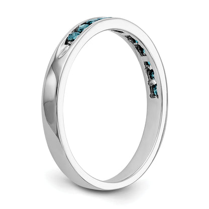 14K White Gold 1/4 Carat Blue Diamond Complete Channel Band