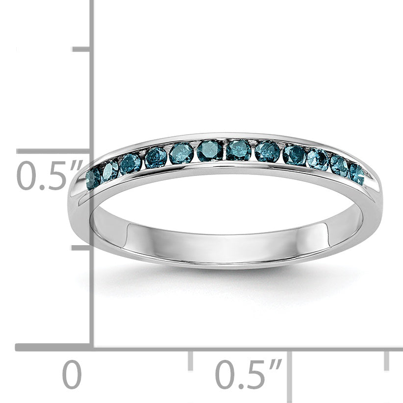14K White Gold 1/4 Carat Blue Diamond Complete Channel Band