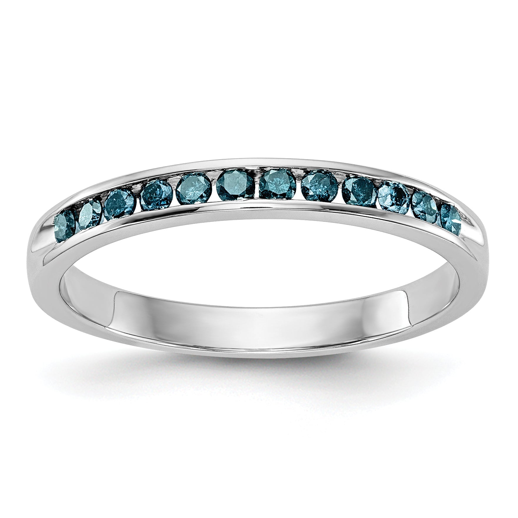 14K White Gold 1/4 Carat Blue Diamond Complete Channel Band