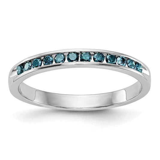 14K White Gold 1/4 Carat Blue Diamond Complete Channel Band