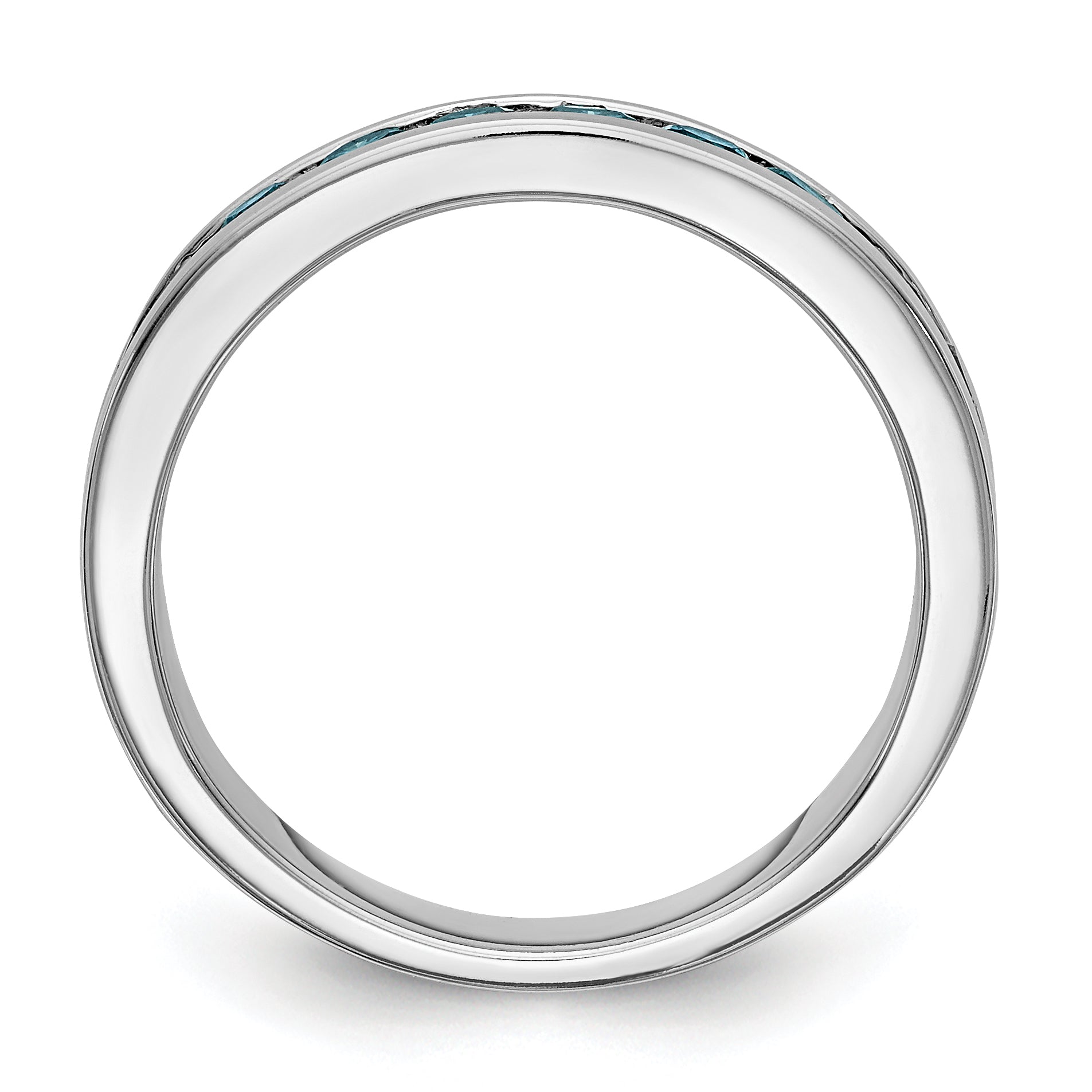 14K White Gold 3/4 Carat Blue Diamond Complete Channel Band