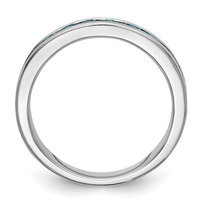 14K White Gold 3/4 Carat Blue Diamond Complete Channel Band