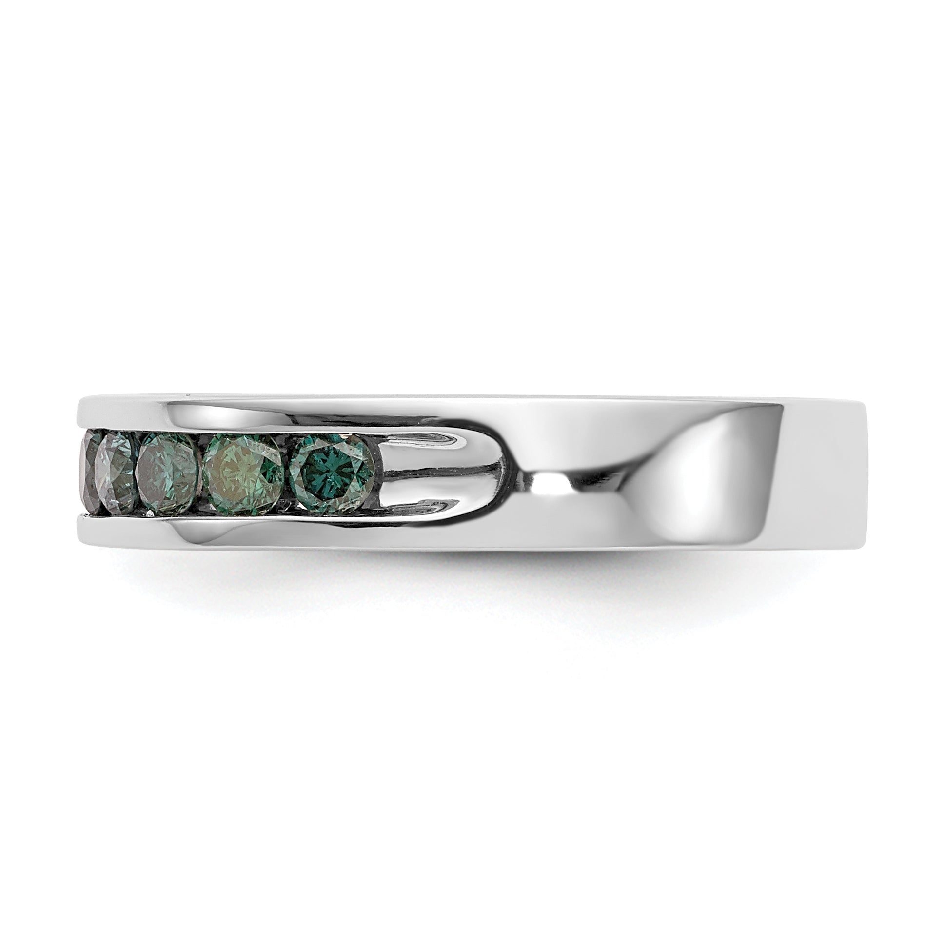 14K White Gold 3/4 Carat Blue Diamond Complete Channel Band