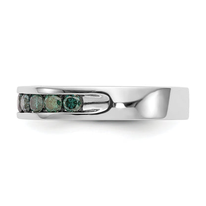 14K White Gold 3/4 Carat Blue Diamond Complete Channel Band