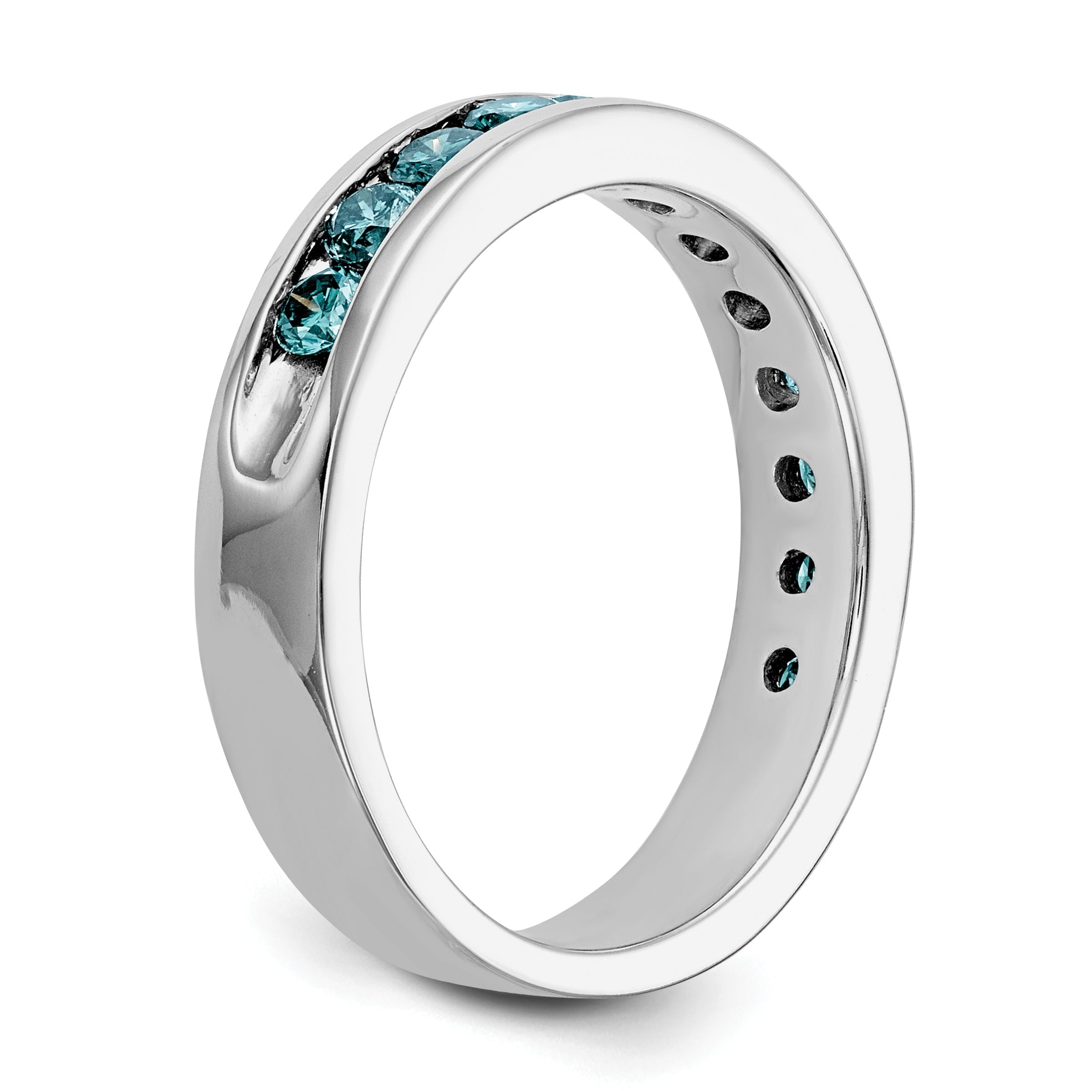 14K White Gold 3/4 Carat Blue Diamond Complete Channel Band
