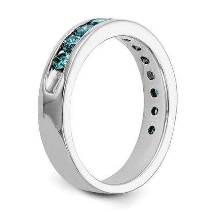 14K White Gold 3/4 Carat Blue Diamond Complete Channel Band