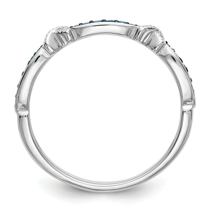 14K White Gold X Design 1/10 Carat Blue Diamond Complete Band