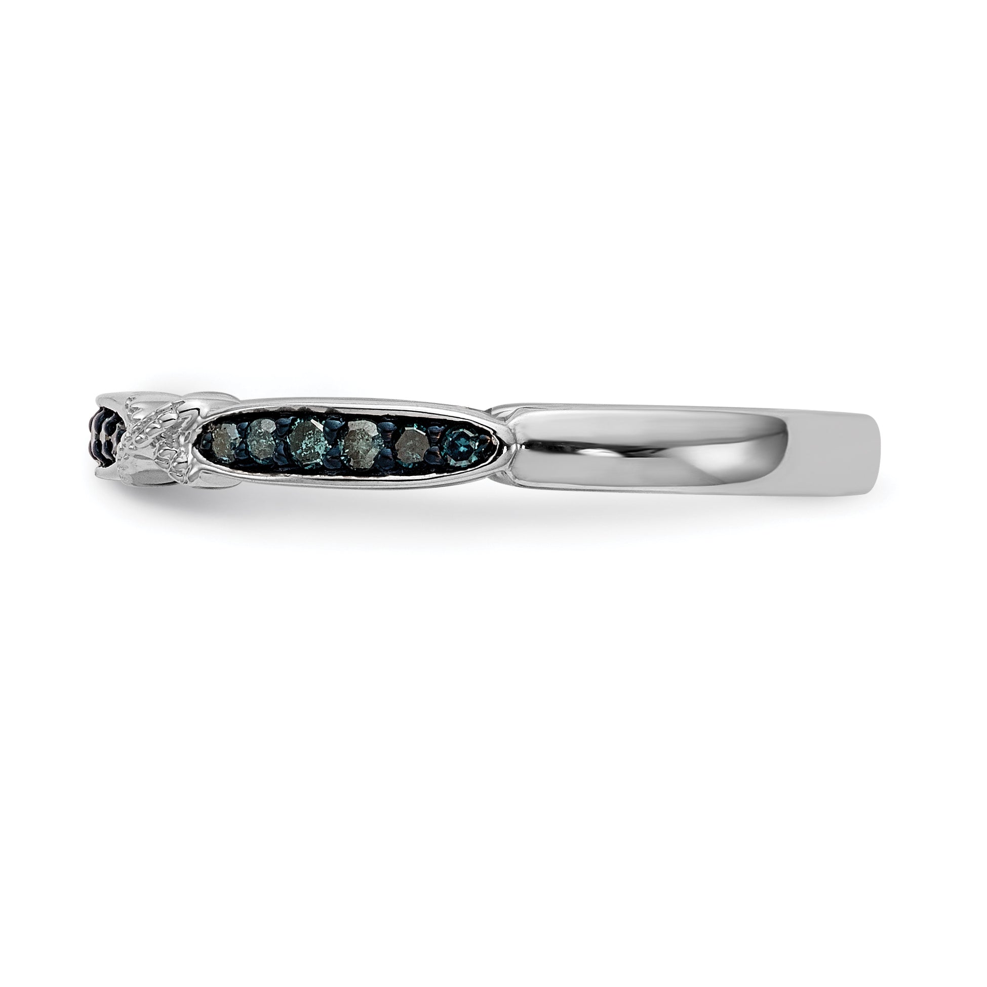 14K White Gold X Design 1/10 Carat Blue Diamond Complete Band