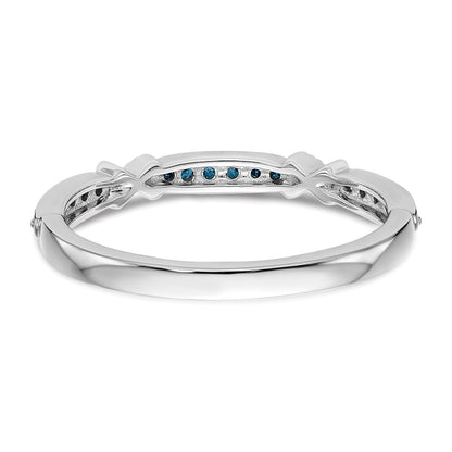 14K White Gold X Design 1/10 Carat Blue Diamond Complete Band