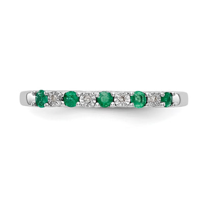 10K White Gold 10K Diamond W/Emerald Band
