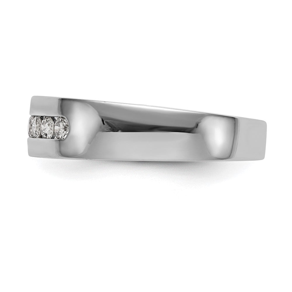 0.25ct. CZ Solid Real 14K White Gold 5-Stone Men's Channel Wedding Band Ring