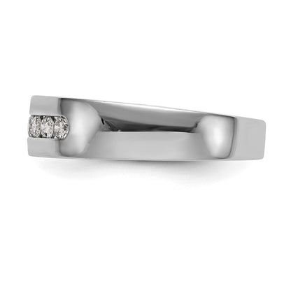 0.25ct. CZ Solid Real 14K White Gold 5-Stone Men's Channel Wedding Band Ring