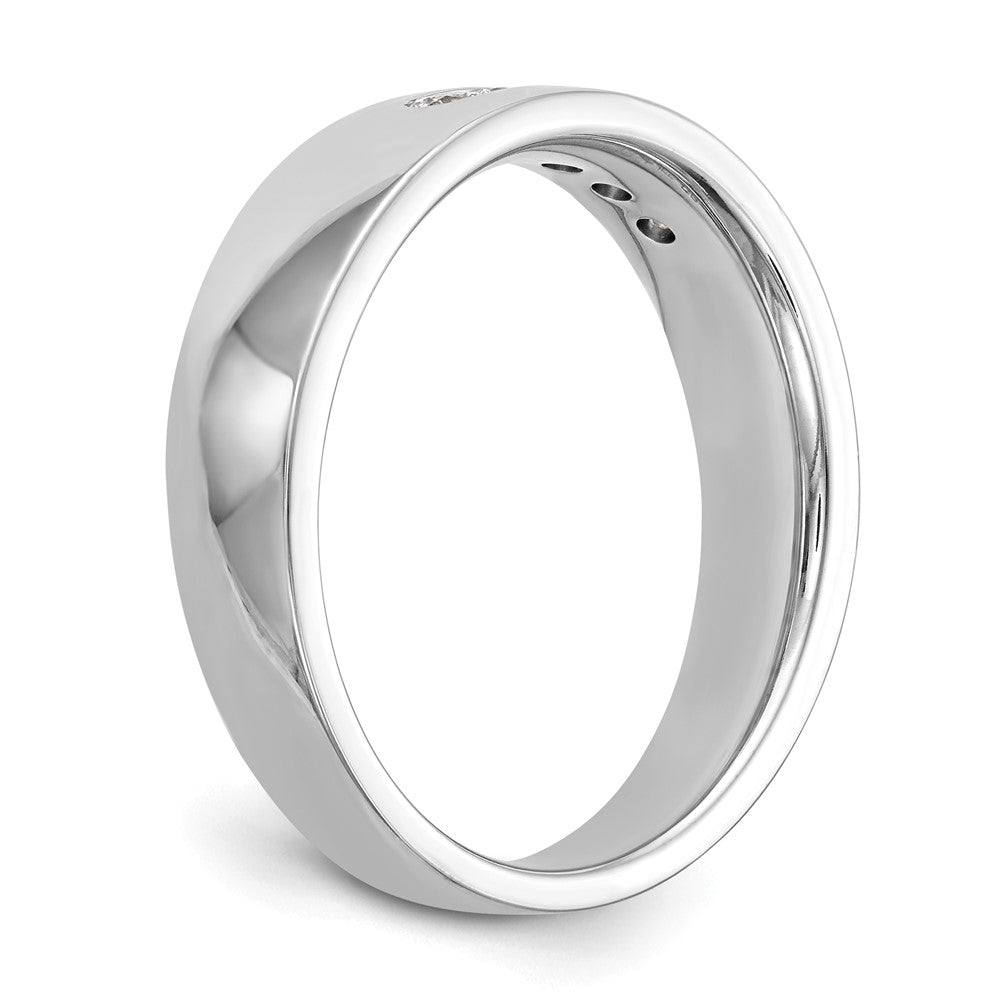 0.25ct. CZ Solid Real 14K White Gold 5-Stone Men's Channel Wedding Band Ring