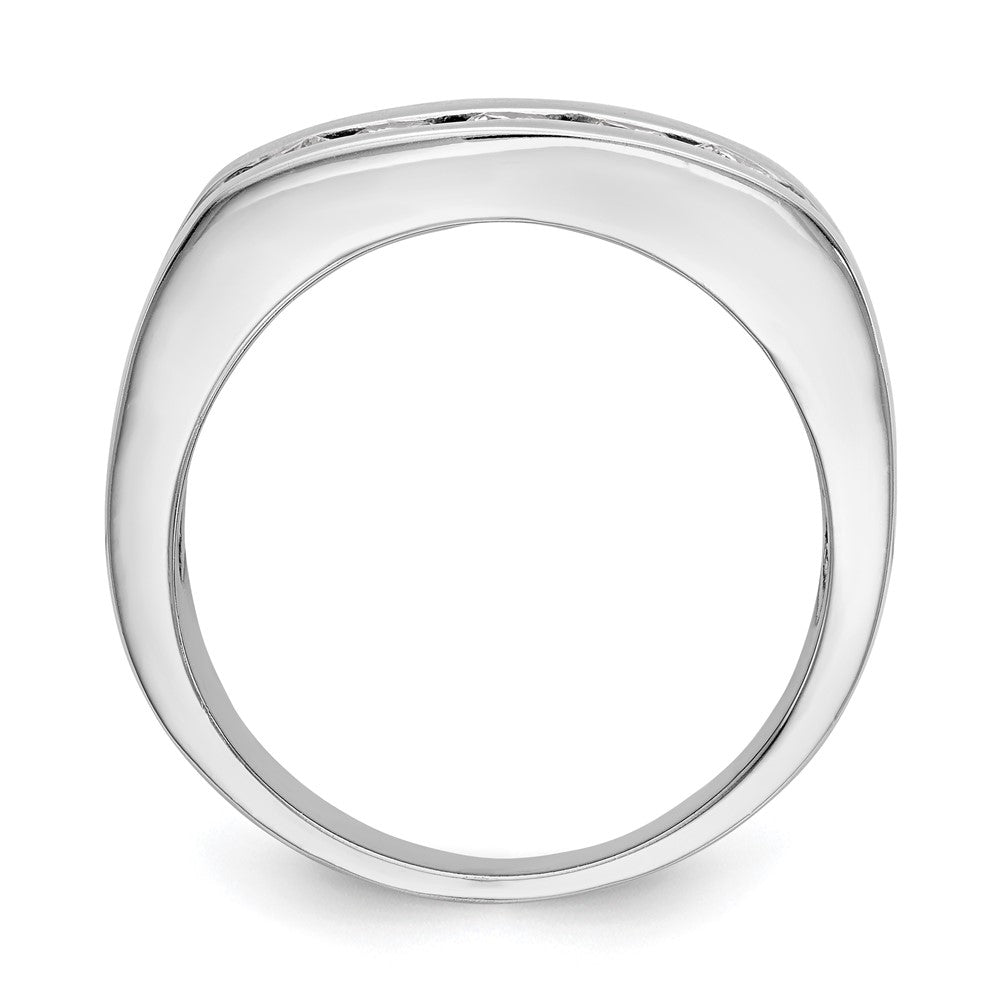 14K White Gold 5-Stone Real Diamond Men's Channel Band