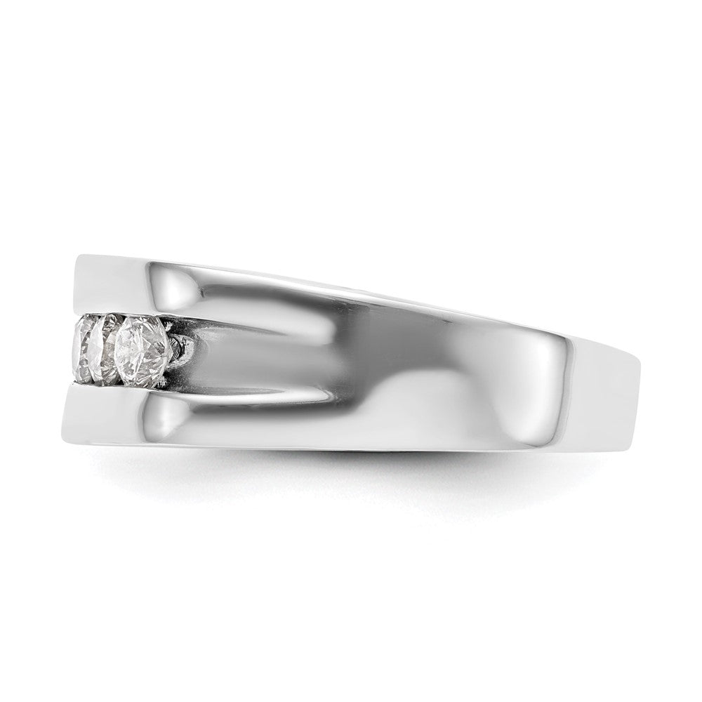 14K White Gold 5-Stone Real Diamond Men's Channel Band